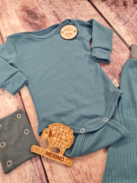 Rostoucí celoroční MERINO komplet Lambio, DR - Modrozelené žebro*