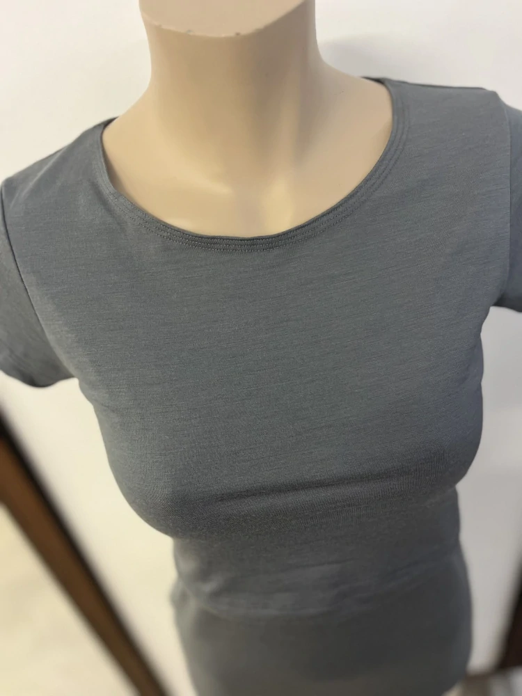 Dámské celoroční MERINO/LYCRA kojicí tričko ZM Basic, KR - Středně šedé