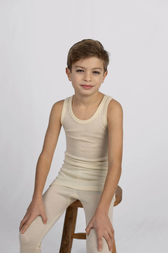 Junior merino/hedvábí tílko Engel - Přírodní