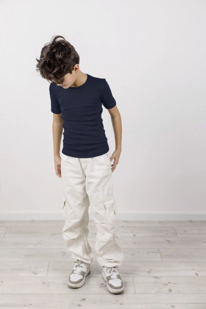 Dětské merino/hedvábí tričko Engel, KR - Tmavě modré