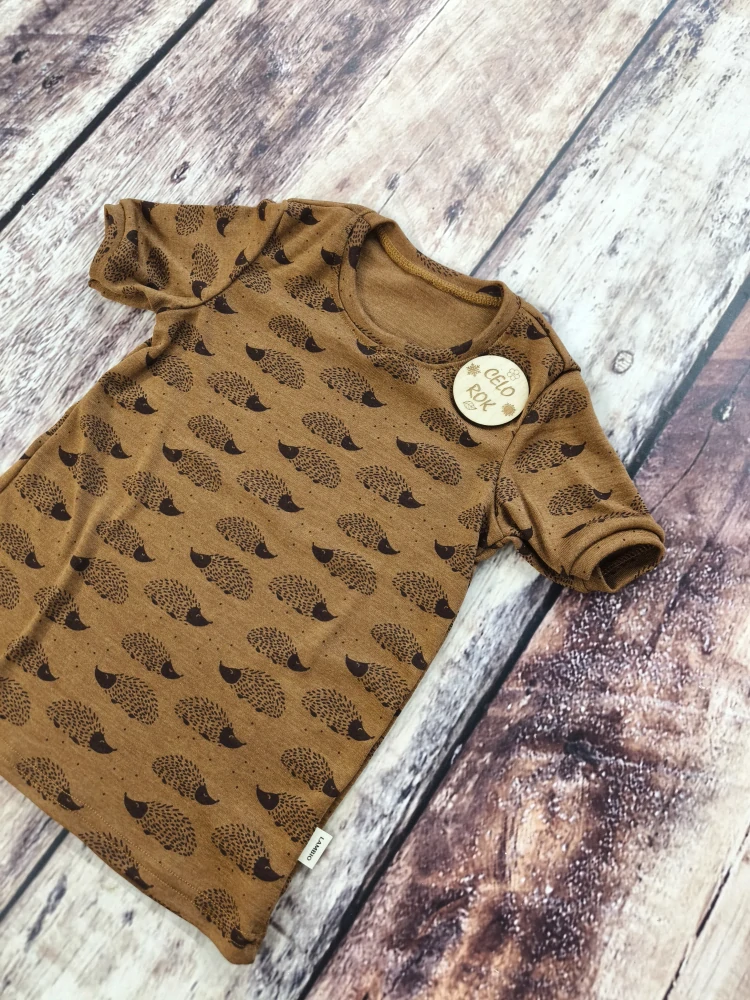 Celoroční MERINO/HEDVÁBÍ tričko Lambio, KR - Ježci skořicoví*