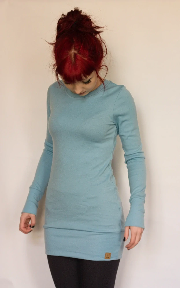 Merino tunika/šaty ZM Basic s nápletem, DR -  Mentolová