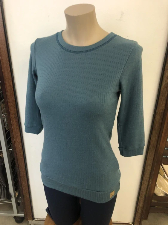 Dámské celoroční MERINO tričko ZM Basic 3/4 rukáv - Modrozelené žebro