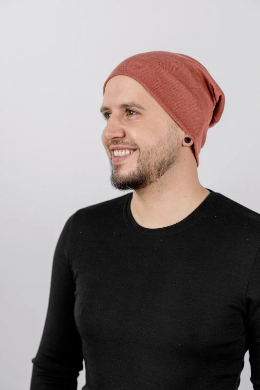 Merino/hedvábí dvouvrstvá čepice Engel pro dospělé - měděná