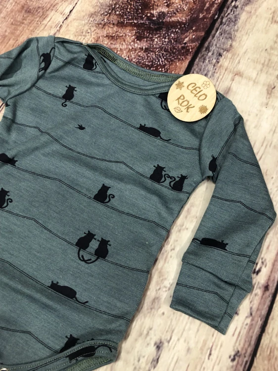 Rostoucí celoroční MERINO/HEDVÁBÍ body Lambio, DR - Kočky Arctic Night*