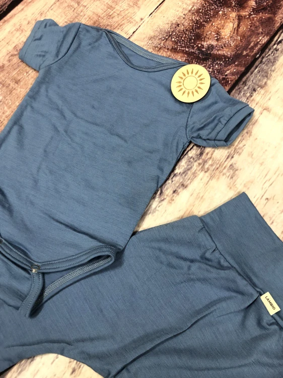 Rostoucí letní MERINO komplet Lambio, KR - Holubí modř*