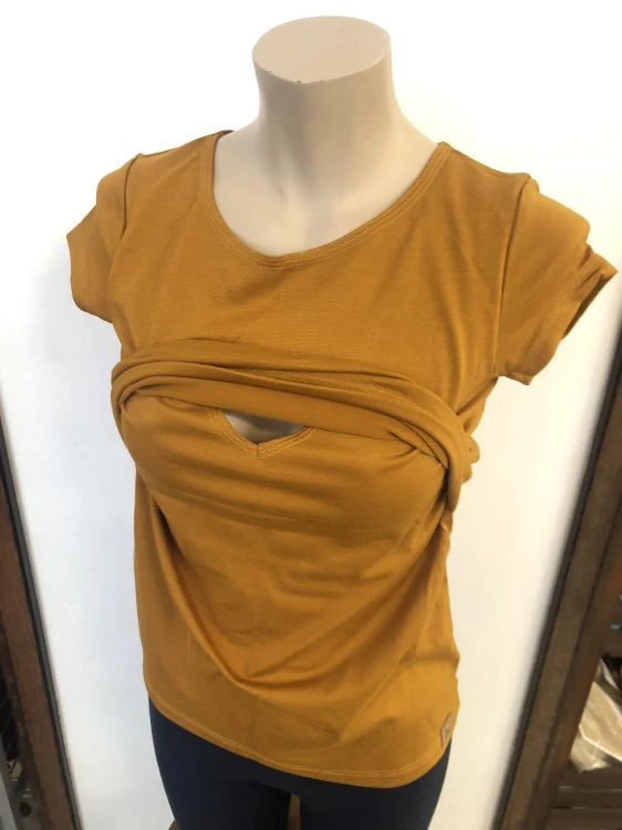 Dámské celoroční MERINO kojicí tričko ZM Basic, KR - Hořčice