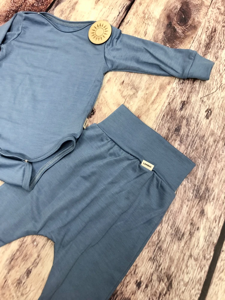 Rostoucí letní MERINO komplet Lambio, DR - Holubí modř*