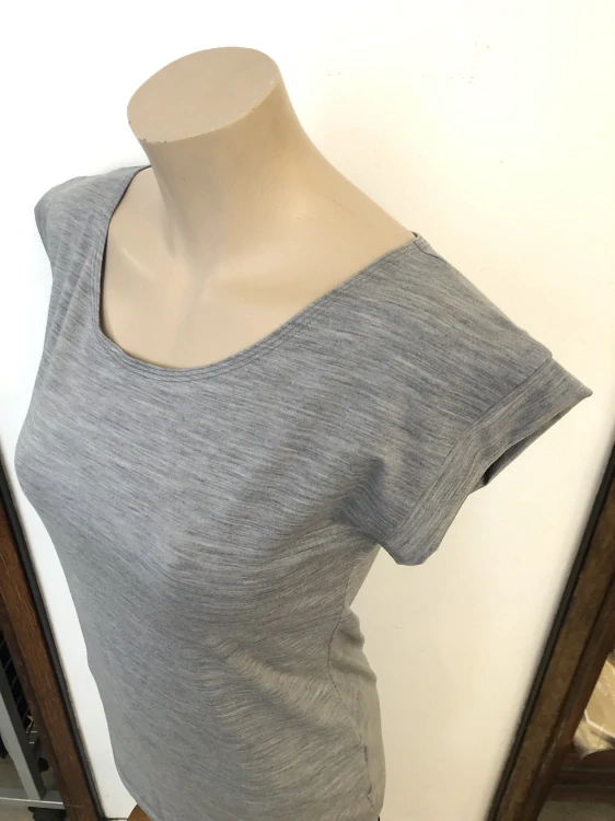 Prodloužené celoroční merino/lycra tričko ZM Basic s přinechaným rukávem - Šedé melé