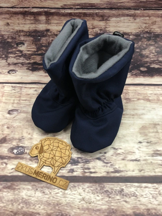 Softshell-merino capáčky Malinky - tmavě modrá/šedá