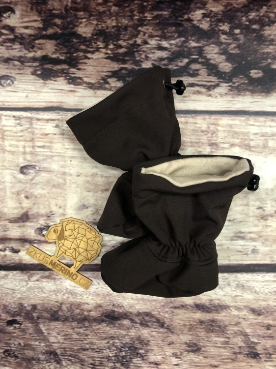 Softshell-merino capáčky Malinky - hnědá/písková