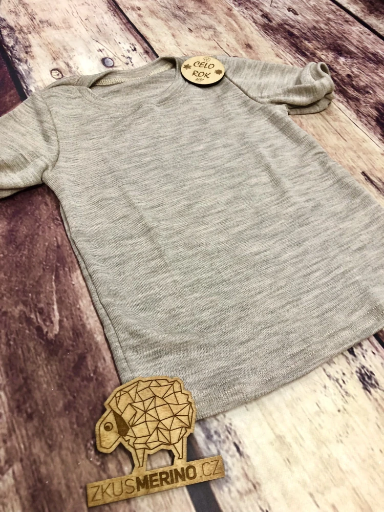 Celoroční MERINO/HEDVÁBÍ tričko Lambio, KR - Pískový melír*