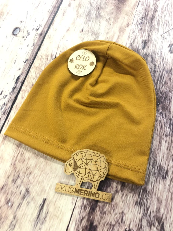 Dětská merino čepice ZM Basic - Hořčice