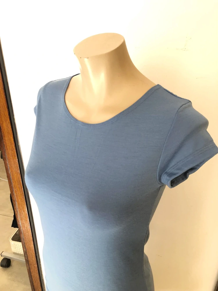 Dámské letní MERINO tričko ZM Basic, KR - Holubí modř