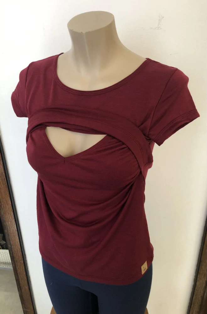 Dámské letní MERINO kojící tričko ZM Basic, KR - Javor