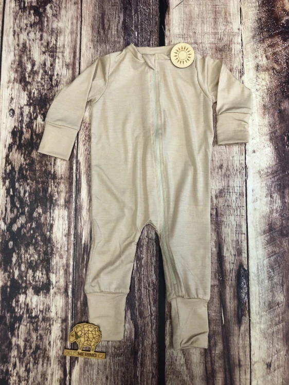 Rostoucí letní MERINO overal Lambio, DR & DN - Pískový