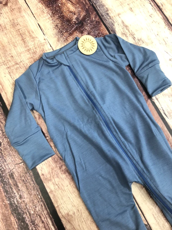 Rostoucí letní MERINO overal Lambio, DR & DN - Holubí modř