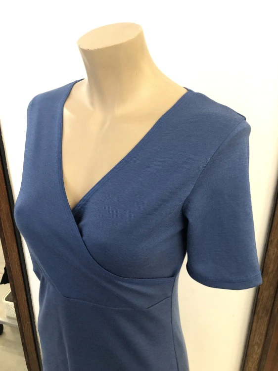 Dámské celoroční MERINO tričko s křížením ZM Basic, KR - Středně modré