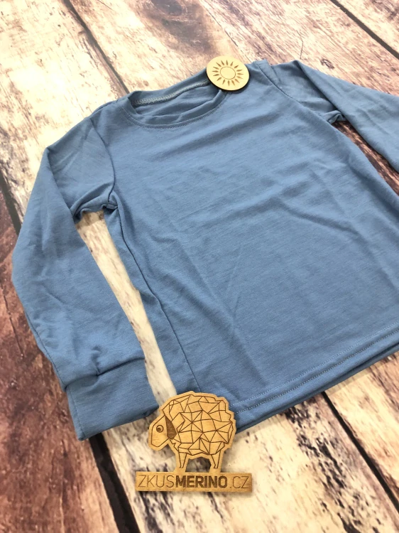 Letní MERINO tričko Lambio, DR - Holubí modř*