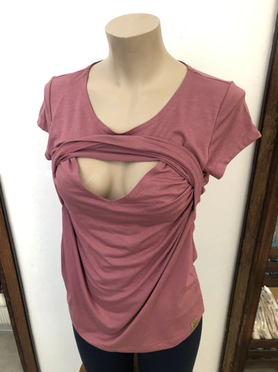 Dámské bambusové kojicí tričko ZM Basic, KR - Deco rose*