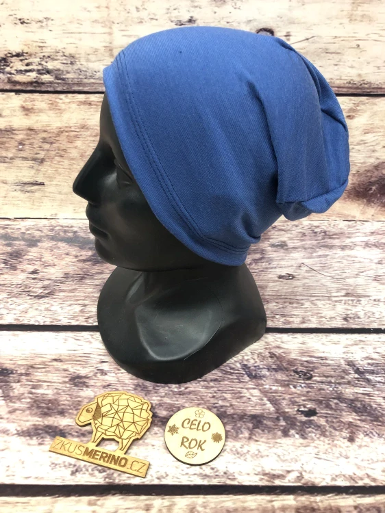 Dětská merino čepice ZM Basic - Středně modrá