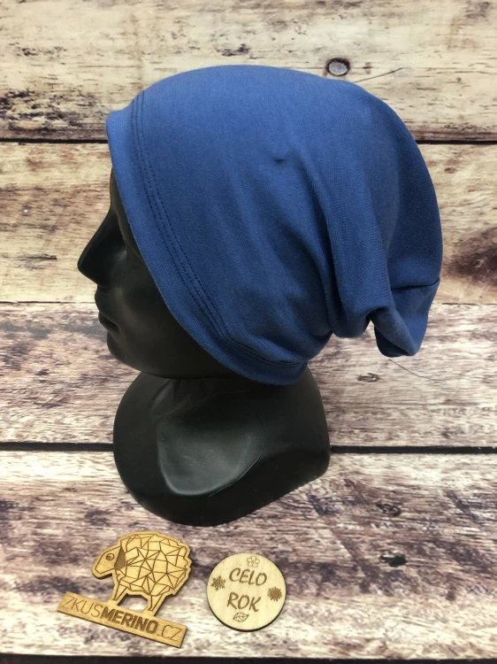 Celoroční MERINO čepice ZM Basic pro dospělé - Středně modrá