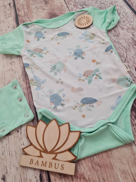 Rostoucí bambusové body Lambio, KR - Želvičky/mint
