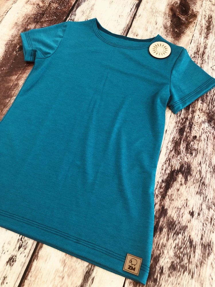Letní junior MERINO tričko ZM Basic, KR - Petrol