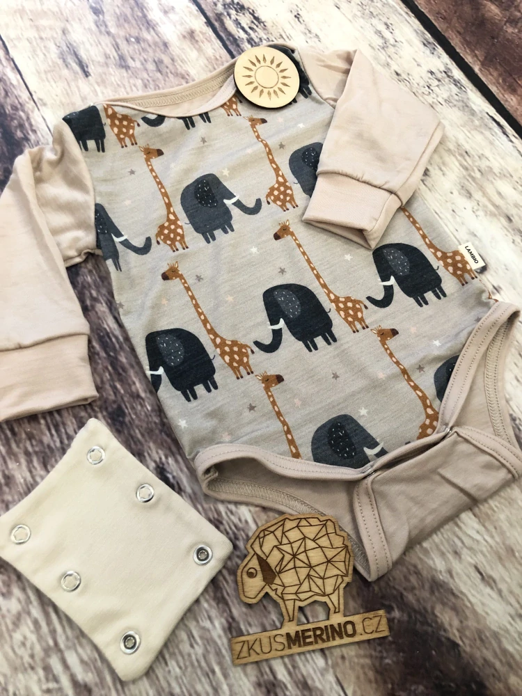 Rostoucí letní MERINO body Lambio, DR - ZOO/písek
