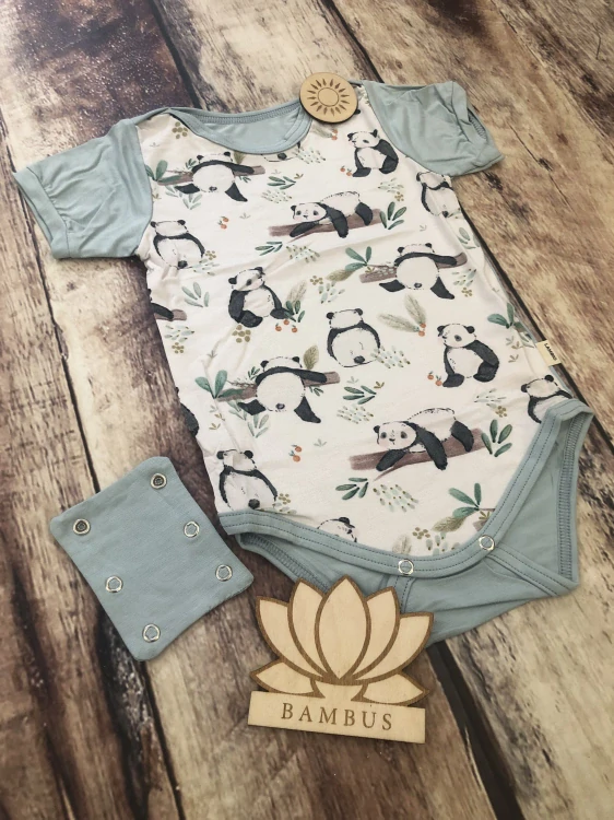 Rostoucí bambusové body Lambio, KR - Pandy/ledově modrá/