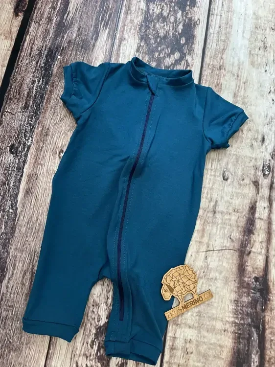 Rostoucí BAMBUSOVÝ overal Lambio, krátký - Petrol