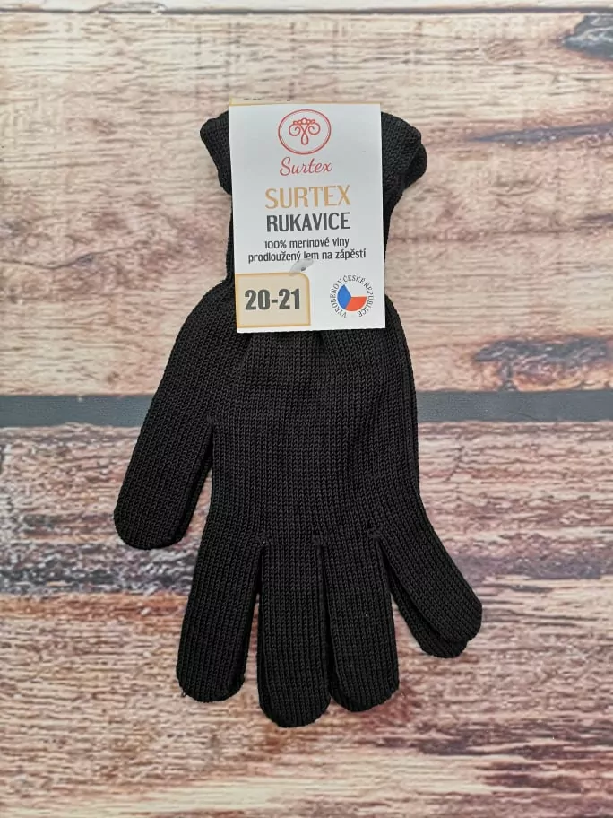 Surtex merino rukavice - černé