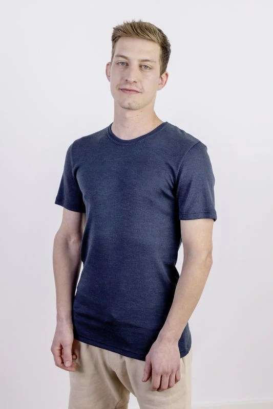 Pánské merino/hedvábí tričko Engel, KR - Tmavě modré