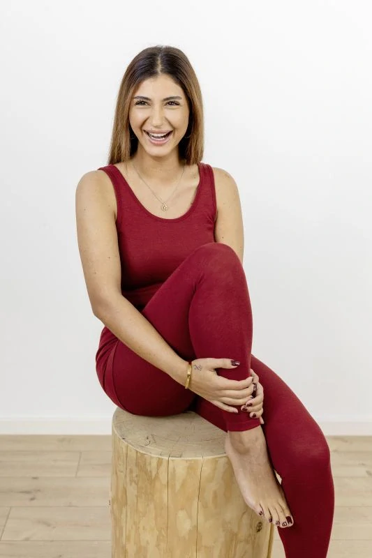 Dámské merino/hedvábí legíny Engel - červené