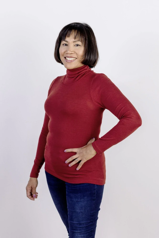 Dámský merino/hedvábí rolák Engel - Červený