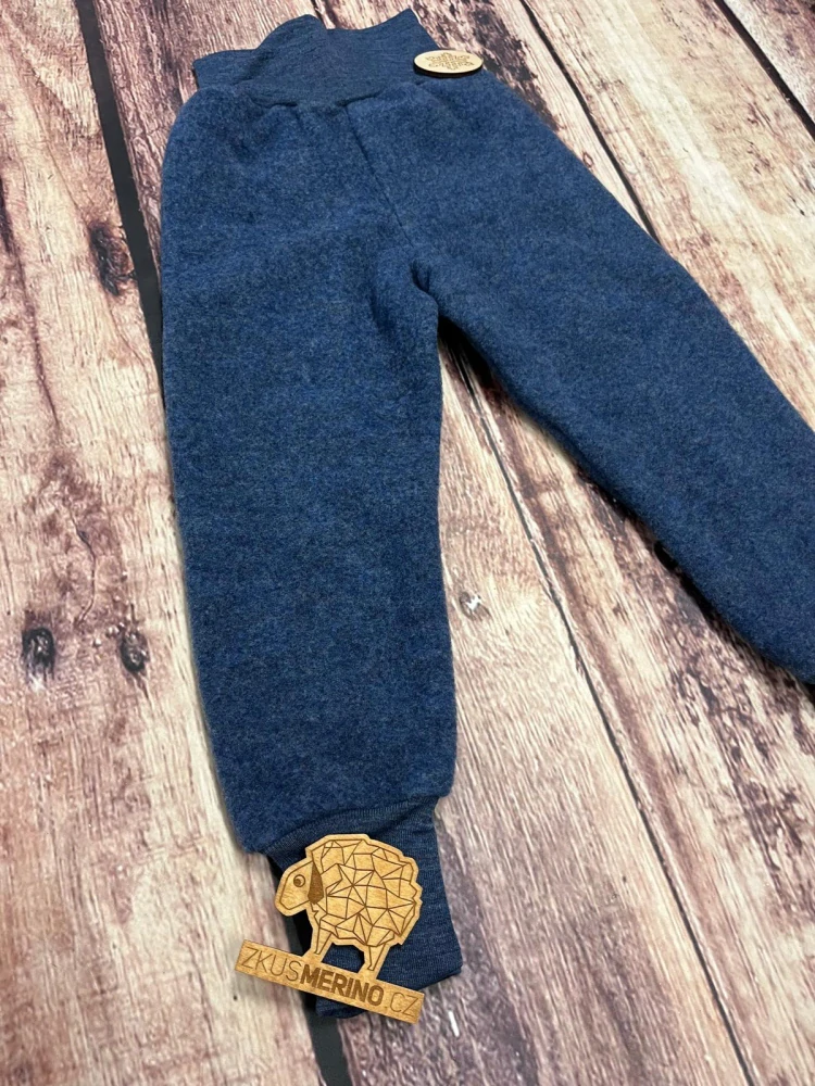 Merino fleece kalhoty Engel - Modrá melanž