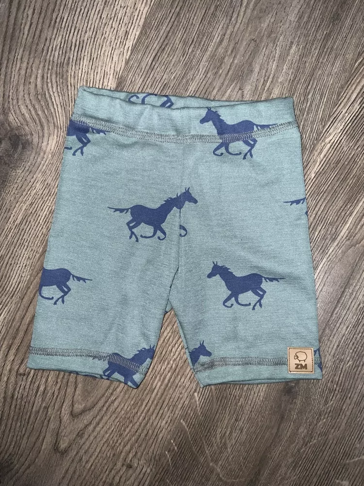 Letní merino/hedvábí komplet ZM Basic, krátký rukáv - Koníci na šalvějové