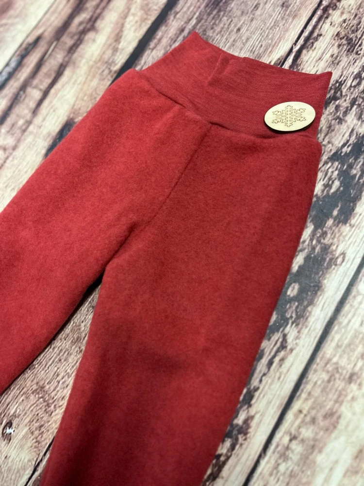 Merino fleece kalhoty Engel - Červená jaspis