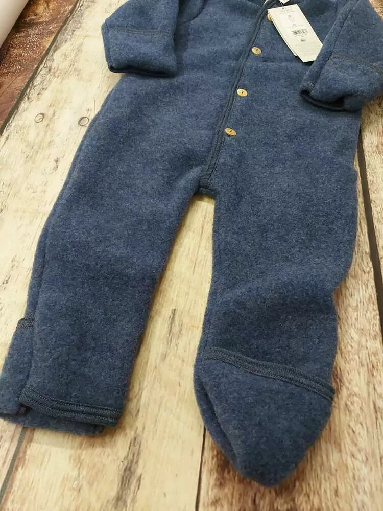 Merino fleece overal Engel - Modrá melanž