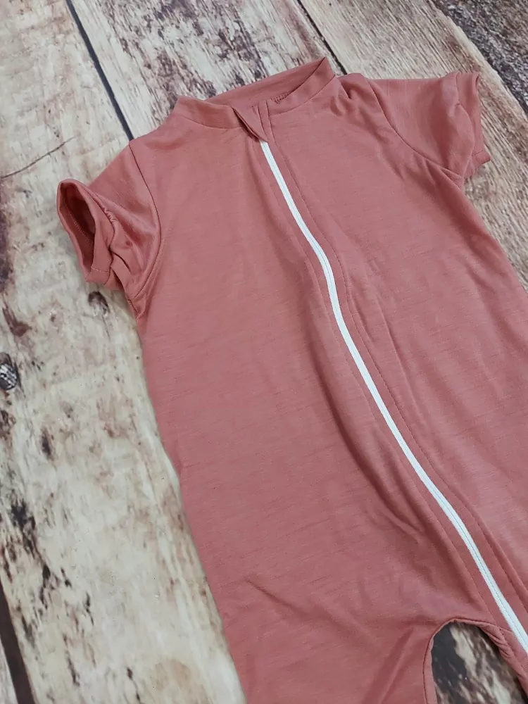 Rostoucí letní MERINO overal Lambio, KR - Dusty rose