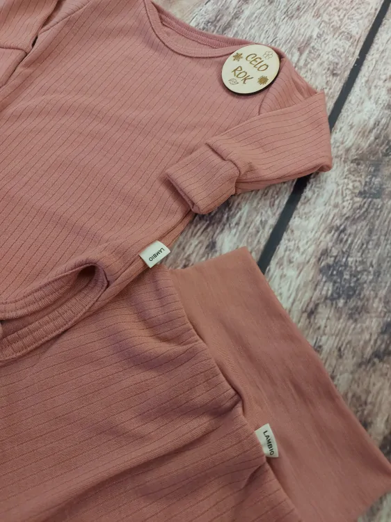 Rostoucí celoroční MERINO komplet Lambio, DR - Dusty rose žebro*