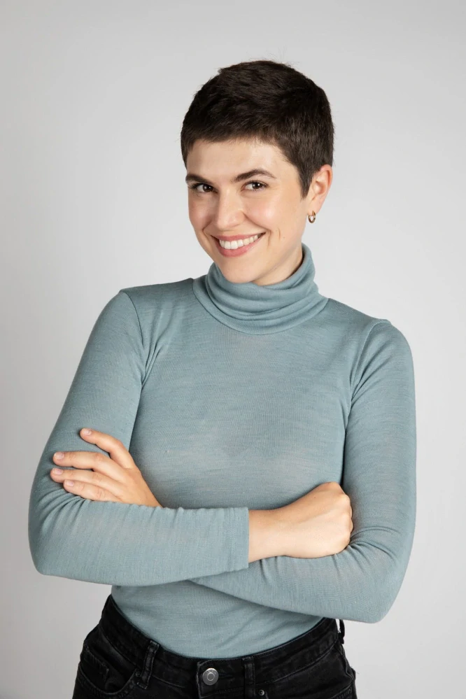 Dámský merino/hedvábí rolák Engel - Kouřově modrý