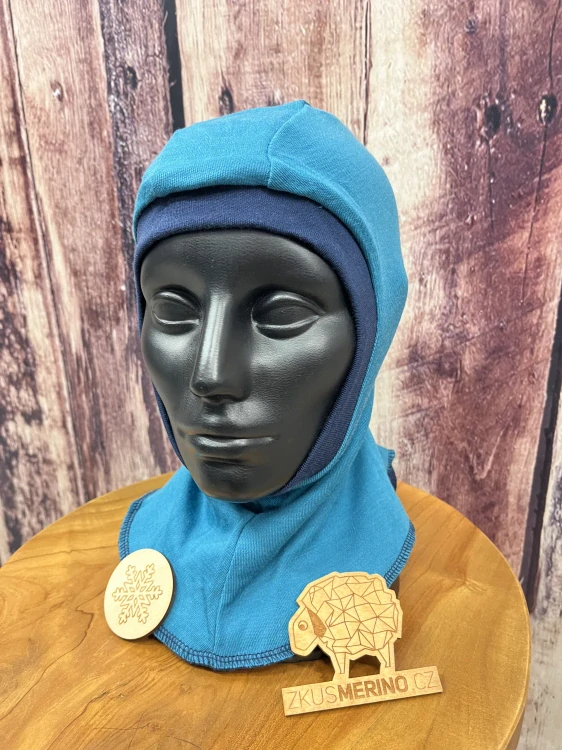 Zimní dvouvrstvá MERINO kukla Lambio - Petrol/navy