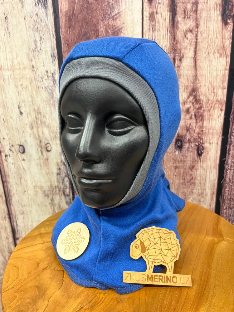 Zimní dvouvrstvá MERINO kukla Lambio - Sv. šedá/chrpa