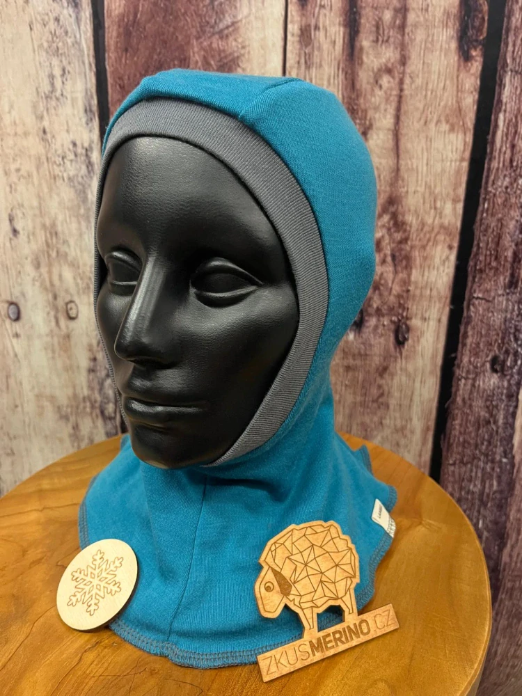 Zimní dvouvrstvá MERINO kukla Lambio - Šalvěj/petrol