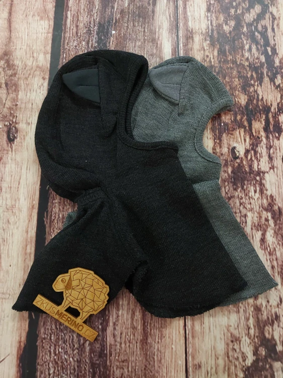 Merino kukla s oušky KITTY ManyMonths - Foggy Black