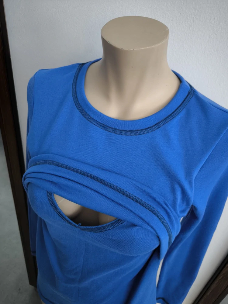 Dámské zimní MERINO kojící tričko ZM Basic, DR - Pomněnkové