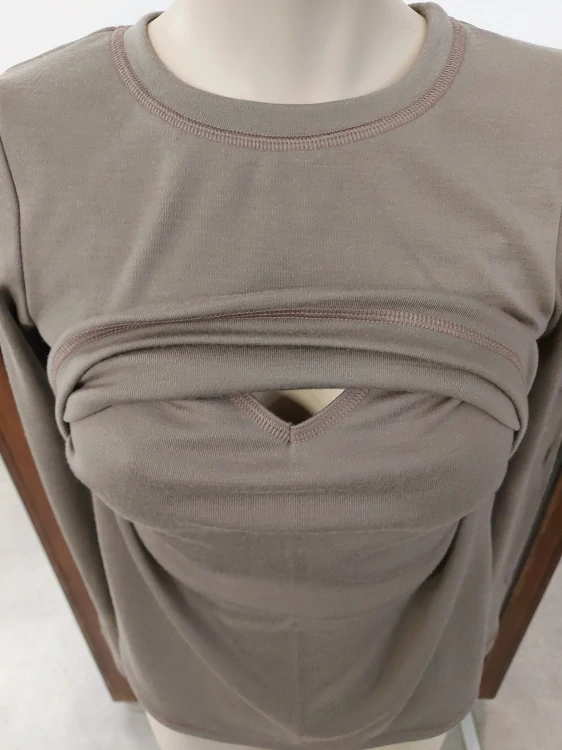 Dámské zimní MERINO kojící tričko ZM Basic, DR - Taupe