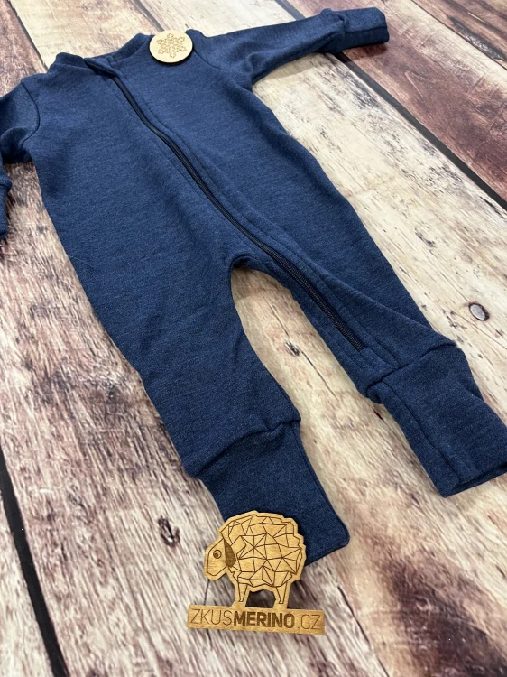 Rostoucí zimní MERINO overal Lambio, DR - Tmavě modrý melír