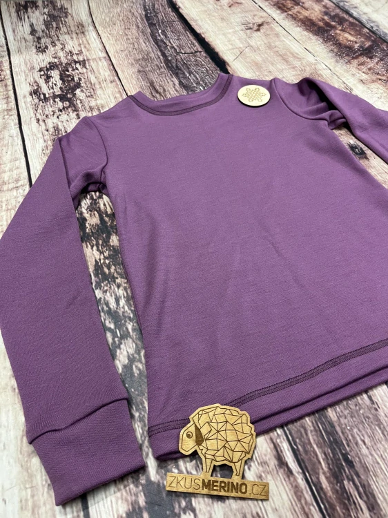 Zimní junior MERINO tričko ZM Basic, DR - fialová